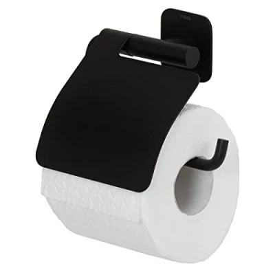 Image of Tiger Colar Toilet Roll Holder with Cover Black, 14,6x13,3x3,5 cm