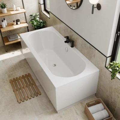 Image of Ceramica Double Ended Curved Bath With Side And End Panel 1700x750mm
