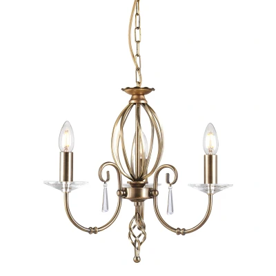 Image of Aegean Chandelier 3 Light Aged Brass Finish, E14