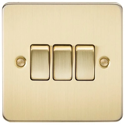 Image of KnightsBridge Flat Plate 10AX 3G 2 way switch brushed brass