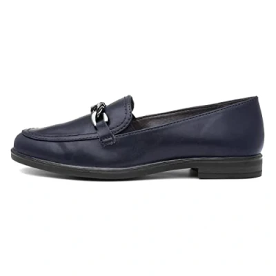 Image of Jana Softline Womens Navy Chain Loafer Size 6.5 UK Blue