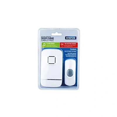 Image of STATUS Wireless Door Bell White Waterproof Ring Chime 150 Meters Range with 32 Melodies SDC5