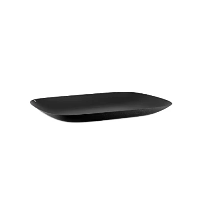 Image of Alessi Moiré Mw70 Bt Design Rectangular Tray in Steel Coloured with Epoxy Resin, Black Relief Decoration, Alloy, One Size