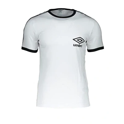 Image of Umbro Taped Ringer Mens White T Shirt Cotton Size Large