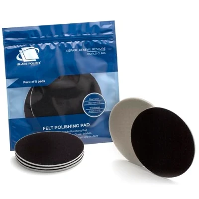 Image of Glass Polish 5 inch (130mm) Pack of Felt Polishing Pads for Glass, Plastic, Metal and Marble