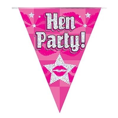 Image of Party Bunting Hen Holographic Dot 11 flags 3.9m