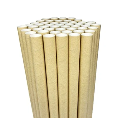 Image of Milkshakes Straws Bubble Tea Shakes Boba Jumbo Smoothie Slushies Drinking Paper Disposable Extra Wide 12mm Large for Shower Birthday Wedding Party Accessory, Kraft 50 Pack