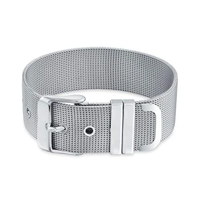 Image of Bling Jewelry Unisex Wide Band Mesh Belt Buckle Bracelet for Men Women Stainless Steel Adjustable