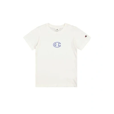 Image of Champion Graphic Crewneck WITH Large LOGO Print Tshirt for kids, Size: 15 16y, White