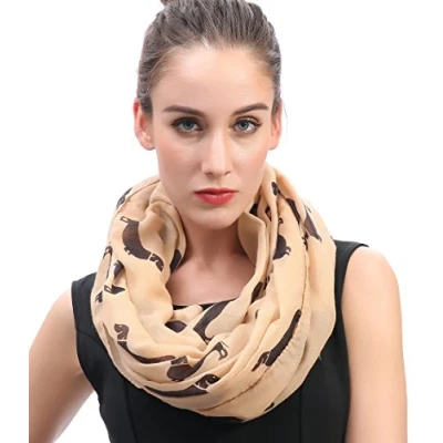 Image of Lina &amp; Lily Dachshund Dog Print Lightweight Snood Scarf (Camel)