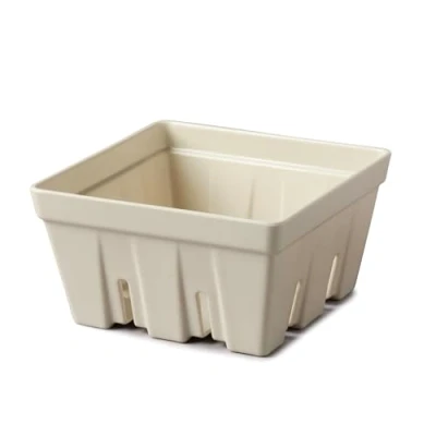 Image of Zeal Fridge Storage Box for Fruits and Berries, Melamine Kitchen Container Wash Serve Berry Colander Box, Large 15cm (Cream)