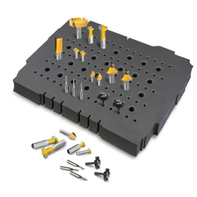 Image of POWERTEC Router Bit Tray Organizer for Festool Systainer SYS 1 &amp; Tanos Systainer3 M Holds 103 Bits 28 1/2&quot; and 75 1/4&quot; Shank Storage Solution (71419)