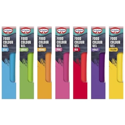Image of Dr. Oetker Rainbow Food Colouring Set of 7 Colours, Concentrated Gel Colouring, Easy to Use Squeezy Tubes, Transform Plain Cakes Into Bright, Eye Catching Creations.