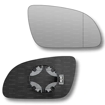 Image of Less4spares Replacement Wing Mirror Glass Right Compatible with Audi A8 2003 2007 CLIP ON Driver Off side Heated Blind Spot