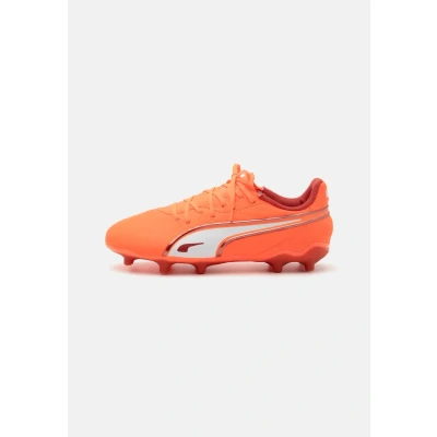 Image of Puma KING Match FG/AG Unisx Moulded stud football boots for kids, Size: 11K, Glowing red/white/red fire Imitation leather/ textile