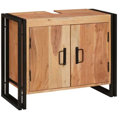 Image of Vidaxl Bathroom Sink Cabinet 71 x 33 58 cm Solid Acacia wood, Iron