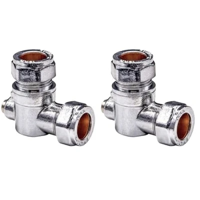 Image of UKDD® 15mm Angle Isolation Ball o fix Valves Elbow Suitable HOT &amp; Cold WRAS Approved (Pair)