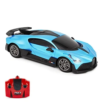 Image of CMJ RC Cars Bugatti Divo Blue Remote control Radio Car 1:24 Officially Licensed Scale Working Lights 2.4Ghz
