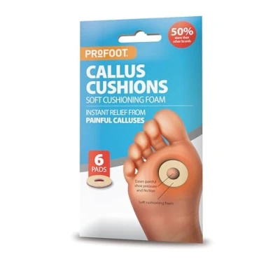 Image of PROFOOT Callus Cushions Instant Relief from Painful Calluses 6 Pads, Super Soft Foam, Hypoallergenic Adhesive Anti Friction Cushioning