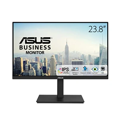 Image of ASUS VA24ECPSN Docking Monitor 23.8 inch, Full HD, IPS, Frameless, USB C, RJ45, 75Hz, Adaptive Sync, Stereo Speakers, Low Blue Light, Flicker Free, Ergonomic Design, Wall Mountable