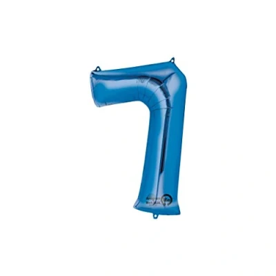 Image of Amscan Anagram 2829101 Number 7 Blue Foil Balloon 32&quot;