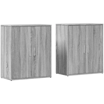 Image of vidaXL Sideboards 2 pcs Grey Sonoma 60x31x70 cm Engineered Wood