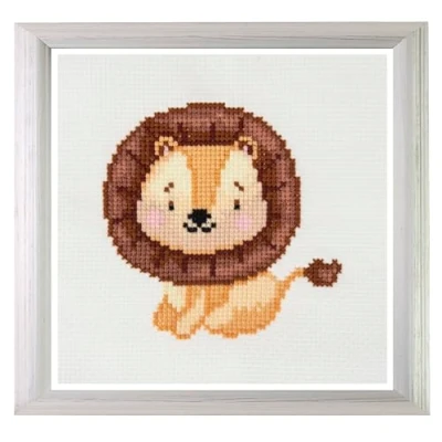 Image of Trimits Mini Counted Cross Stitch Kits, 13 x 13cm (5 5in), Lion