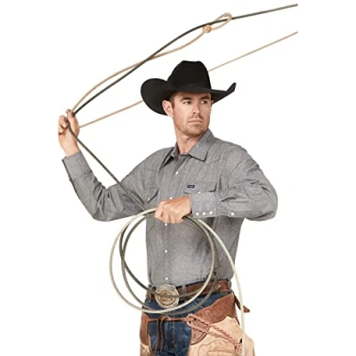 Image of Wrangler Men&#039;s Cowboy Cut Western Long Sleeve Snap Work Shirt Washed Finish, Moonless Night, Small