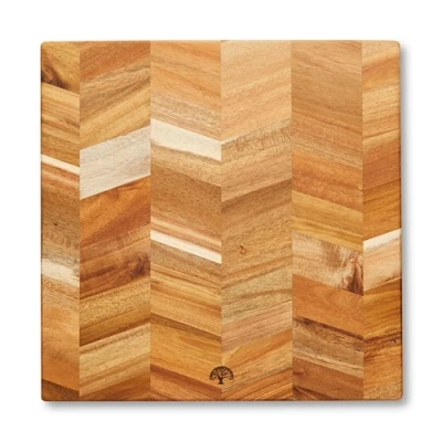 Image of Barbary &amp; Oak Square Acacia Chevron Chopping Board