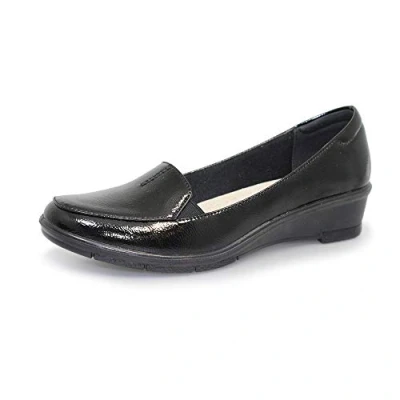 Image of Lunar Womens Elsbeth Patent Shoe 4 UK Black