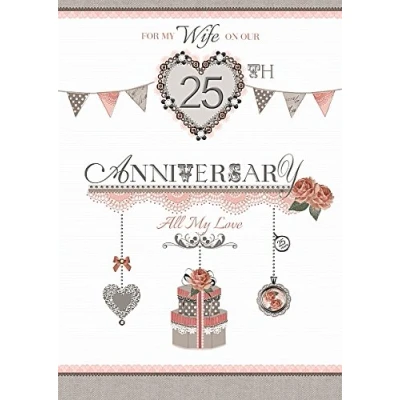 Image of Wishing Well Studios Greetings Card Wife Silver Anniversary (25th)