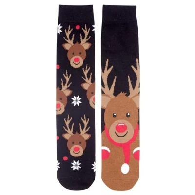 Image of United Labels Reindeer Winter Socks for Men Christmas Men&#039;s Sneaker Stockings Black (Pack of 2), black, 43 46