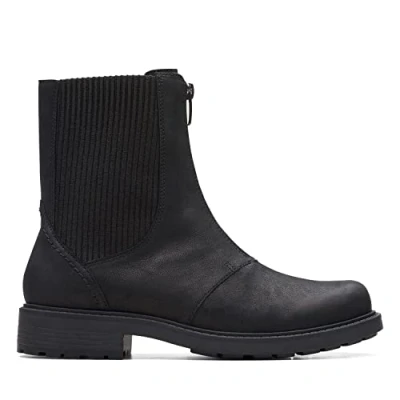 Image of Clarks Women&#039;s Orinoco2 Up Fashion Boot, Black Leather, 7 UK