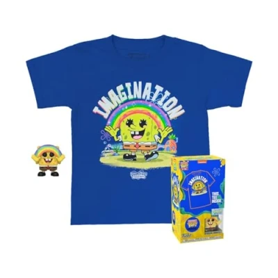 Image of Funko Pocket Pop! &amp; Tee: Spongebob Squarepants SB with Rainbow for Children and Kids Medium T Shirt Clothes Collectable Vinyl Minifigure Gift Idea Boys