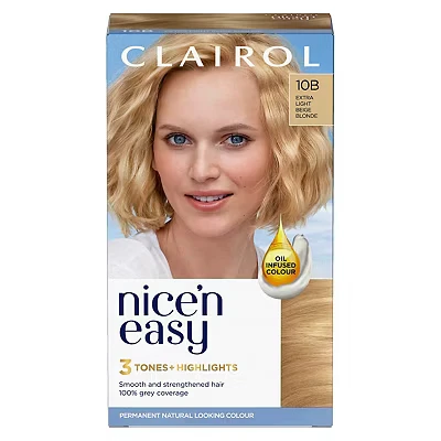 Image of Clairol Nice&#039;n Easy Crème, Natural Looking Oil Infused Permanent Hair Dye, 10B Extra Light Beige Blonde