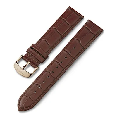 Image of Timex 20mm Genuine Leather Quick Release Strap Brown Croco with Rose Gold Tone Buckle
