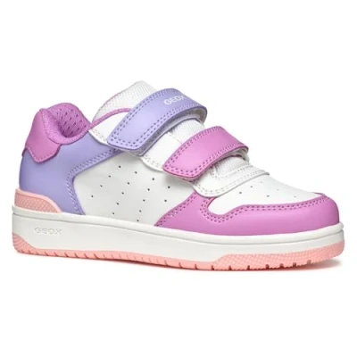 Image of Geox Washiba GIRL Trainers for kids, Size: 9K, White/cyclamen Imitation leather/ textile