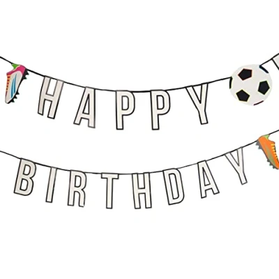 Image of Talking Tables Football Happy Birthday Garland 3m Kids Party Decorations, Adults, Boys, Girls Eco Friendly Paper Banner, FOOTBALLBUNTING