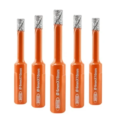 Image of BGTEC Dry Diamond Core Drill Bit, 5Pcs 6mm Vacuum Brazed Hole Saw with Triangle Shank for Porcelain Tile Ceramic Granite Marble Masonry