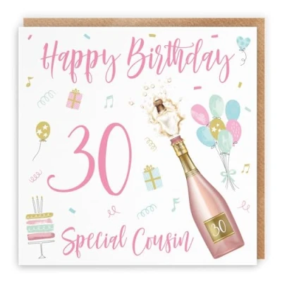 Image of Hunts England Cousin 30th Female Birthday Card For Her Happy Special 30 Champagne Collection