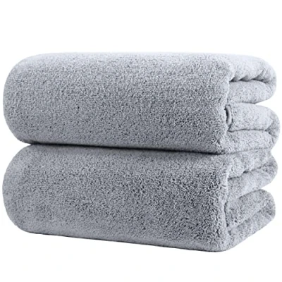 Image of POLYTE Premium Quick Dry Lint Free Microfibre Bath Sheet, Pack of 2 (Grey, 89x178 cm)