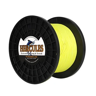 Image of HERCULES Braided Fishing Line 1500m 1640yds 10lbs 200lbs Pe Superline 8 Strands (Fluorescent Yellow 200lb/90.7kg 0.75mm)