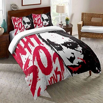 Image of EU VV Duvet Cover Set Double Bed The Joker Joseph Kerr Bedding Microfiber Quilt Zipper Closure and 2 Pillowcases (Single(135x200cm),Eric Border 06)