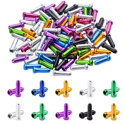 Image of 56 Pcs Bike Cable End Caps, Bicycle Brake Cables Crimps, 7 Colors Aluminum Alloy Crimp Ends Tips Shifter for Road Bike, Mountain