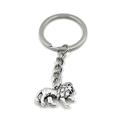 Image of H Customs Tiger lion big cat silver keychain keyring pendant