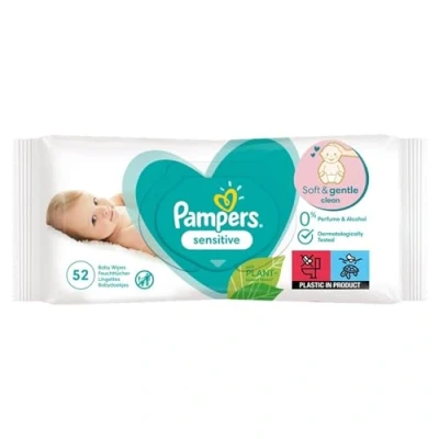 Image of Pampers Sensitive Baby Wipes, 52 Wipes