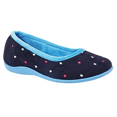 Image of Sleepers Womens/Ladies Isla Dotted Ballerina Memory Foam Slippers (5 UK) (Blue/Turquoise)