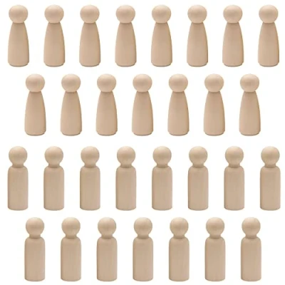 Image of Sixfolo 30 Pcs Wooden Peg Dolls,Unfinished People Nature Figures Female Male Small Doll Bodies for Kids DIY Painting Craft Art Decorations Toy (53mm)
