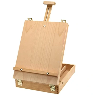 Image of ZEONHEI Wooden Table Box Easel, Adjustable Wood Sketch Portable Art Easel Tabletop for Painting, Drawing, Artists
