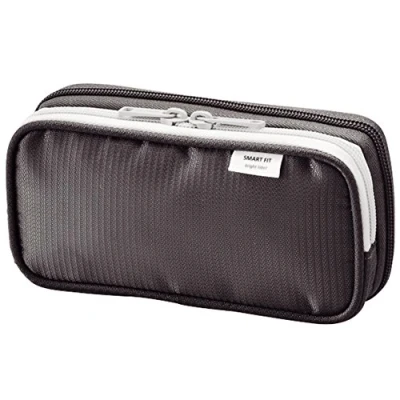 Image of LIHITLAB Double Pen Case, 3.3 x 6.9&quot;, Black (A7660 24)
